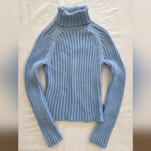 Abercrombie & Fitch Light Blue Ribbed Turtleneck Sweater